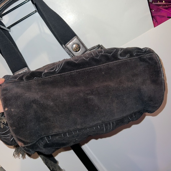 Vintage Black Juicy Couture Purse Daydreamer Tote Bag Velour Y2K Preloved - Picture 9 of 9